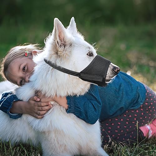 Miniatura 7 de HEELE Bozal para perro, bozal de nailon suave antimordeduras, masticación, malla de aire, transpirable, bebable, ajustable, bozal para mascotas para