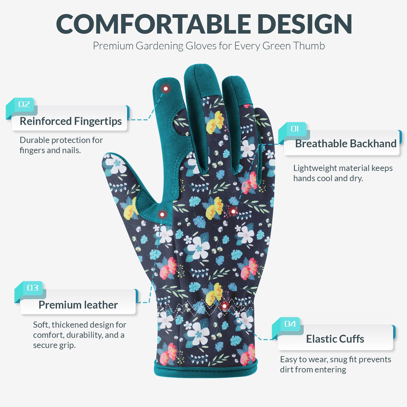 Baidast Guantes de jardinería para mujer, guantes de jardín para mujer, a prueba de espinas, regalos para mujeres, excavación, plantación, poda, deshierbe (azul)