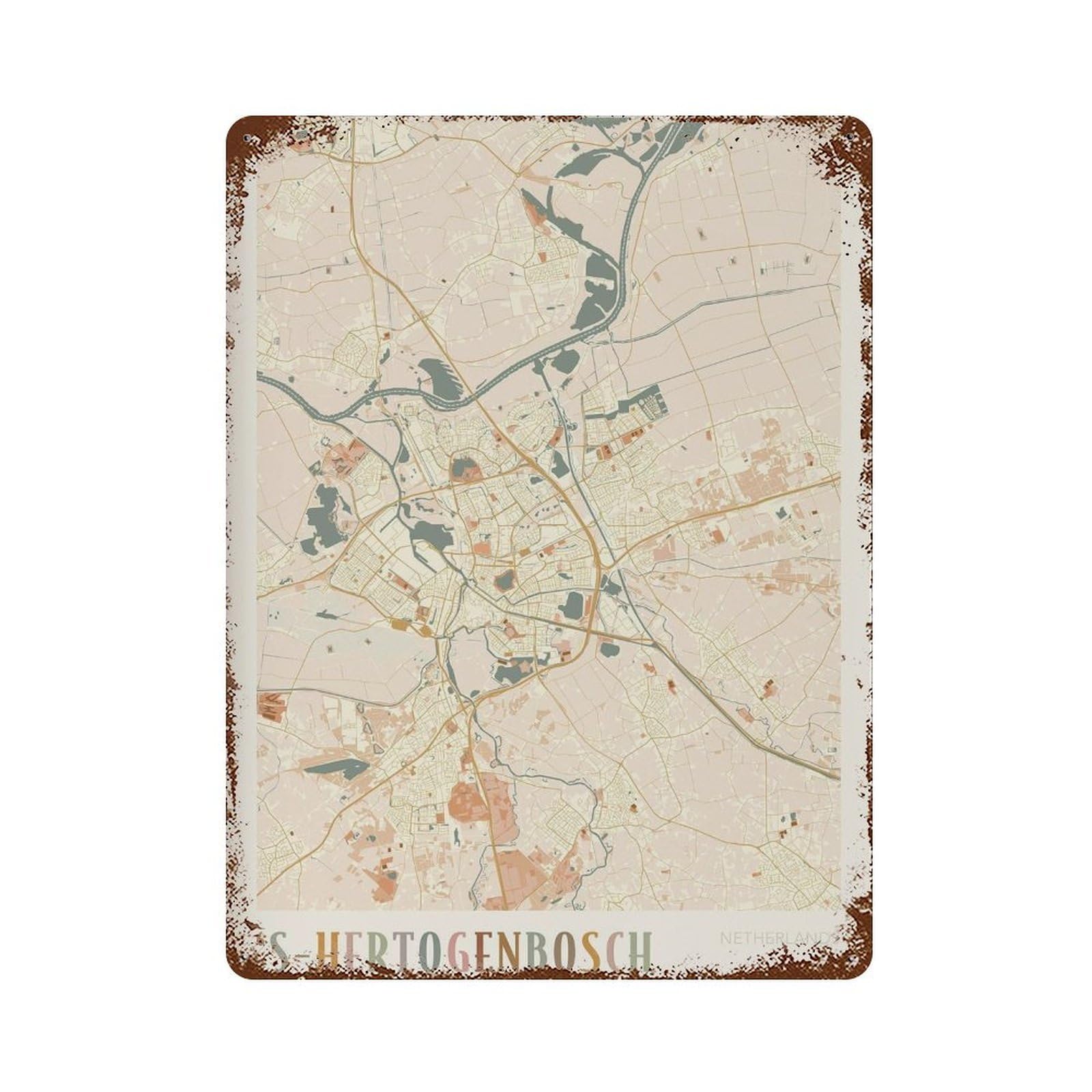 xiaoxiaoshen SHertogenbosch Map S Wall Decor Art Metal Tin Poster Modern Home Decor Art Home Bar Shop Decorations Vintage Sign 40x30cm
