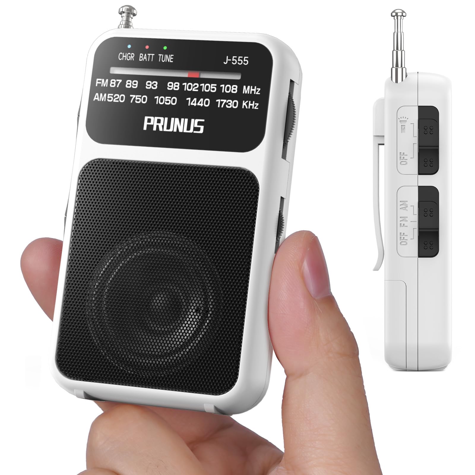 PRUNUS J-555 Portable Radio AM FM Battery Operated/USB-C Charging