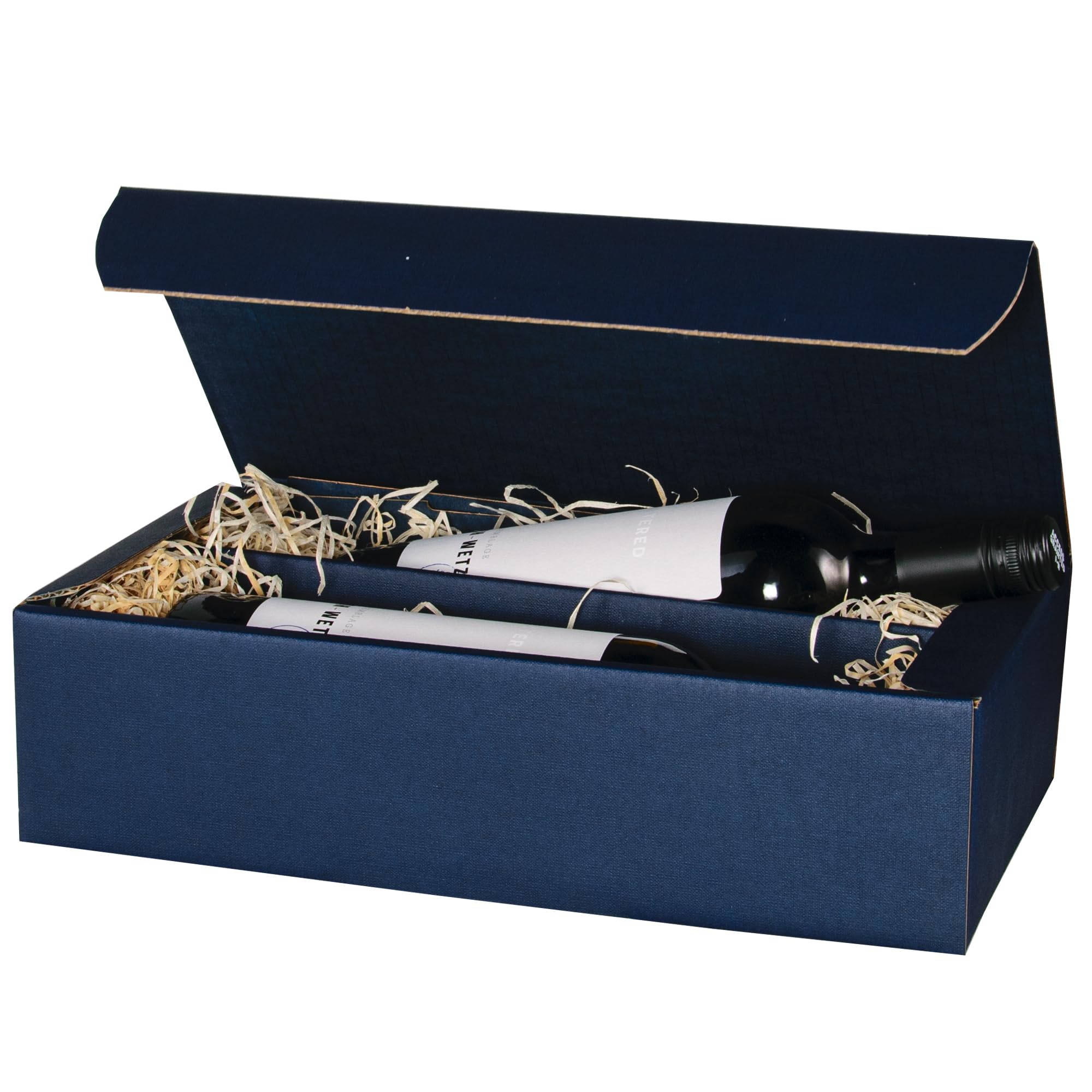 12 Wein-Geschenktüten Aus Papier - Blau/weiß, Robust Mit Hanfgriffen, Für Wein, Whisky, Champagner (9,5x12x38 Cm)