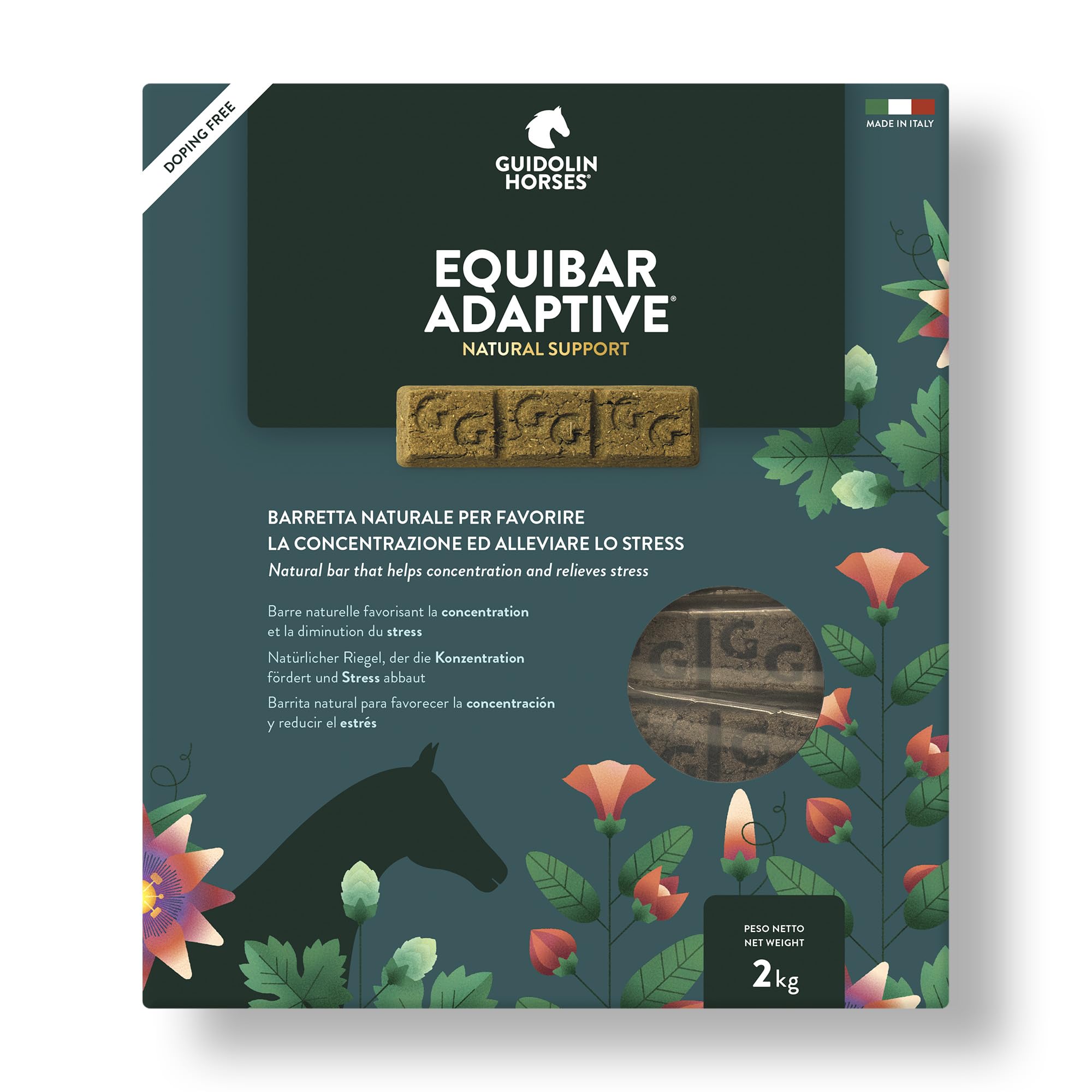 Guidolin Horses Equibar Adaptive® Barretta funzionale per il benessere psico-fisico e la concentrazione del cavallo 100% naturale doping free 2Kg
