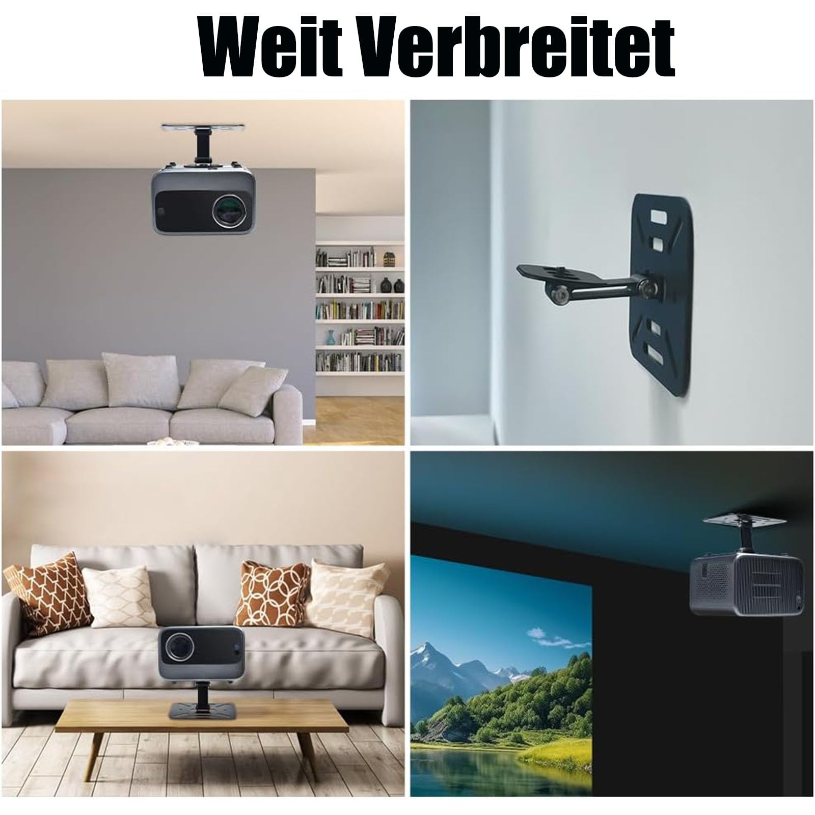 Support de projecteur réglable rotatif 360° universel home cinéma noir