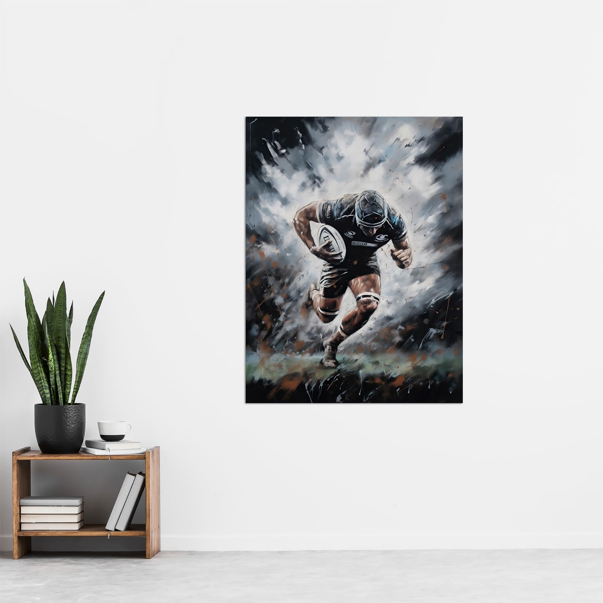Artery8 Rugby Forward Powering Through Action Artwork For Him Rugby Fan Man Cave Extra Large XL Wall Art Poster Print - Image 4