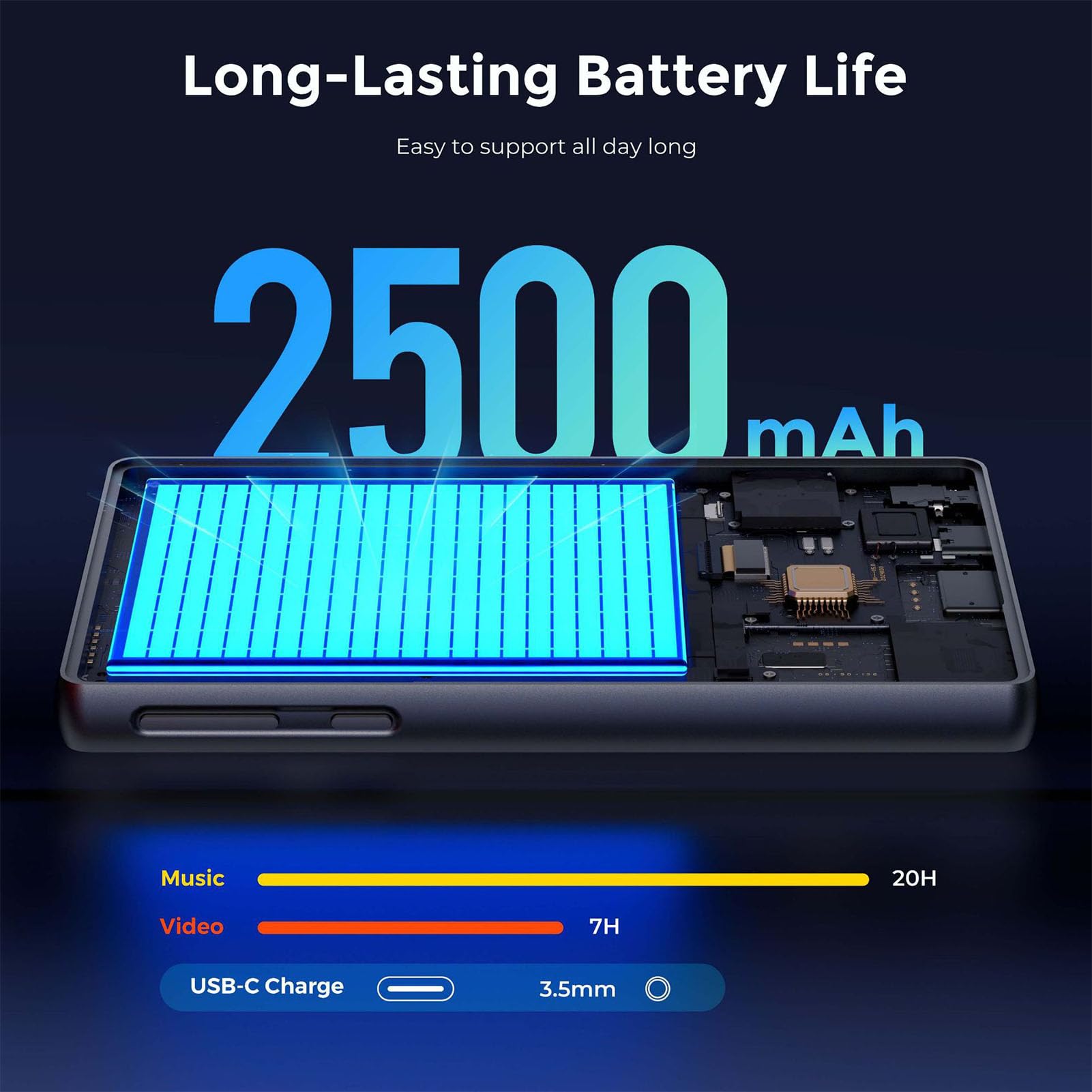 Tosuny Reproductor MP3 con y WiFi, Reproductor MP4 con Pantalla Táctil Completa HD de 5.0"con Altavoz, Reproductores de Música HiFi Portátiles con Radio FM, Libro Electrónico, (Black)