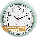 Kiera Grace Retro Decorative Analog Round Wall Clock, 9.5" D x 2" W, Red