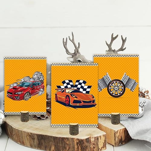 Miniatura 5 de 8 piezas de suministros de fiesta de cumpleaños de camiones monstruo grandes centros de mesa para fiestas temáticas de autos de carreras,