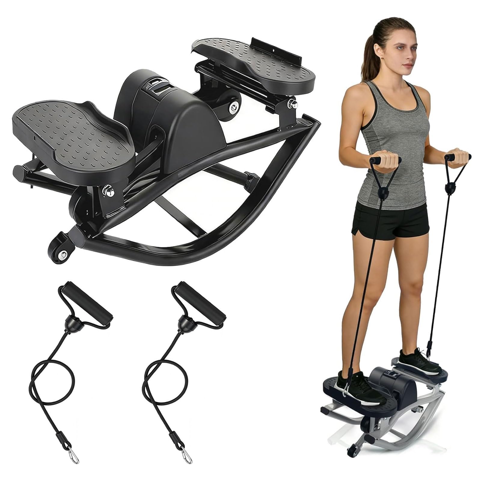 Stepper Lateral Compacto Stepper Lateral portátil for piernas glúteos Abdominales con digitalizador con Manta silenciosa cordón de Ajuste