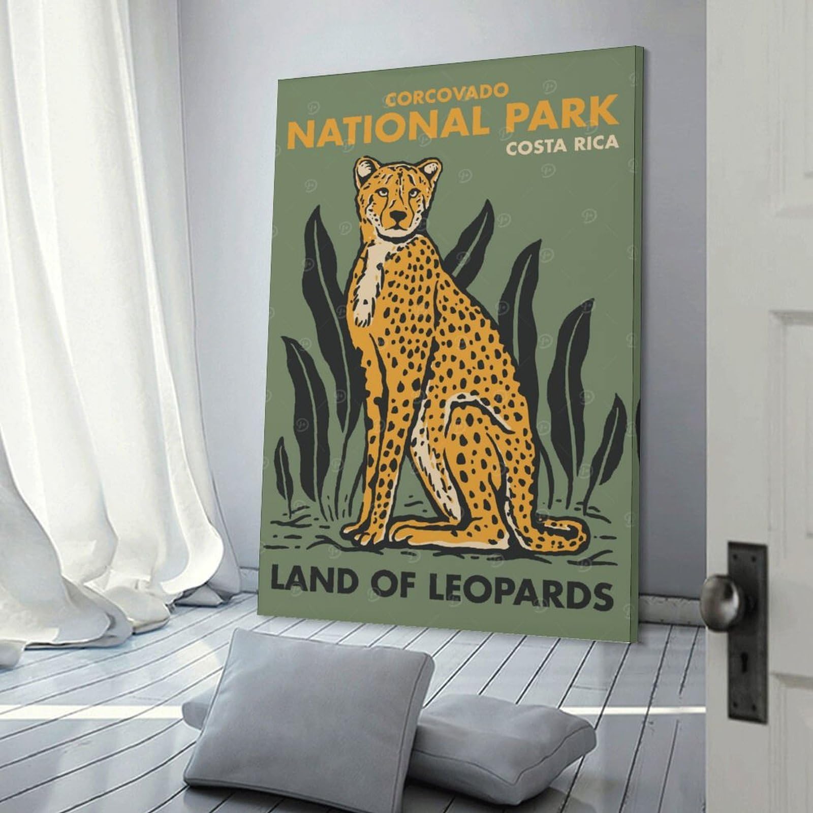Junmoney Costa Rica Cheetah Park Canvas Wall Picture, 08x12inch(20x30cm), for Sofa Walls, Lounge Or Home Corners, Modern Wall Decor for Cosy Interiors