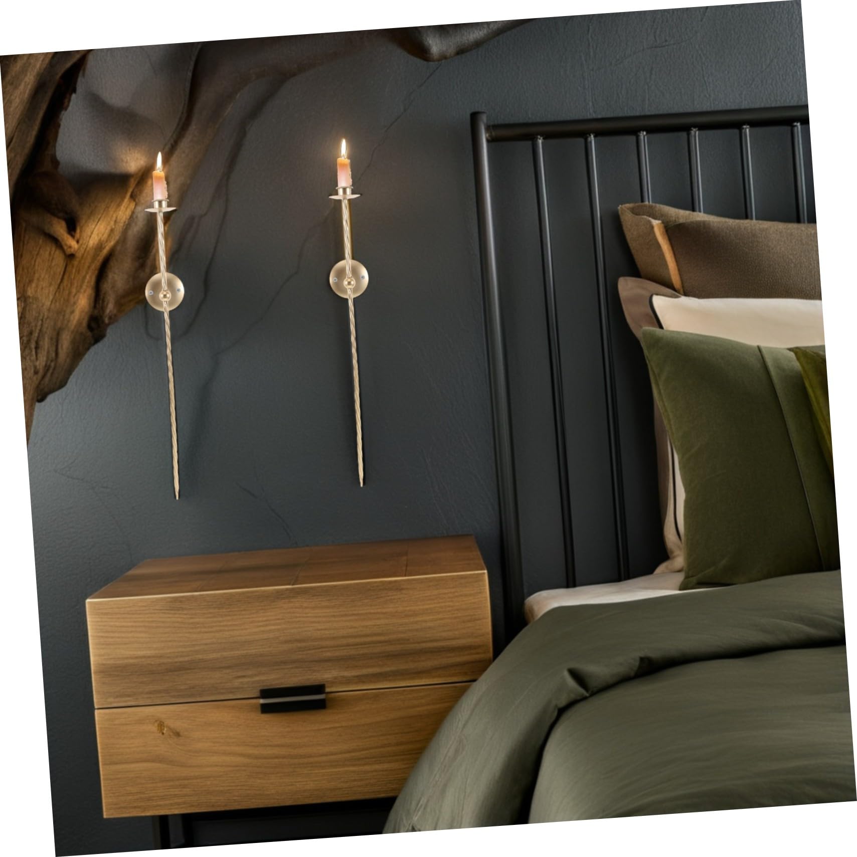 Candelabro de Pared Dorado en Espiral, 2 Piezas de Hierro