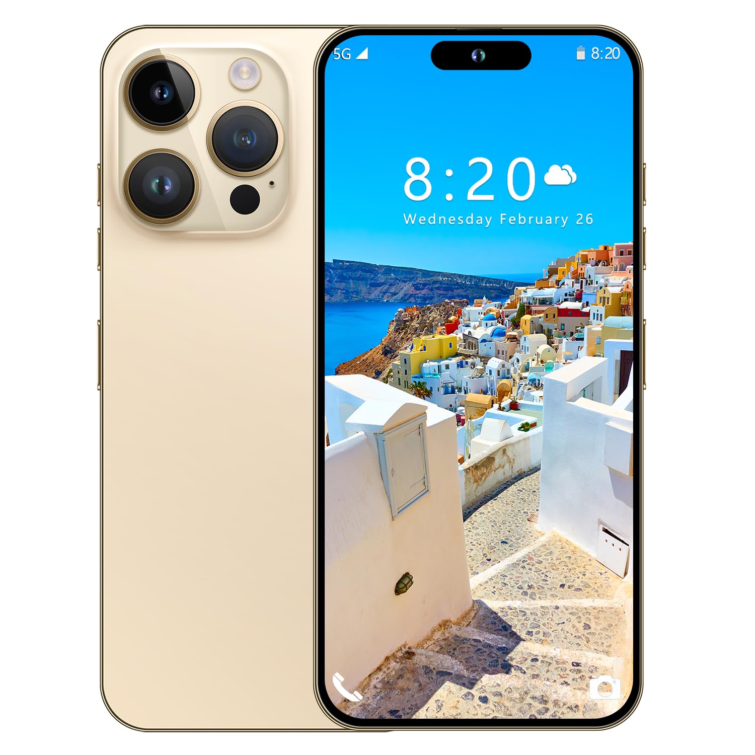 A SLICE RED I14 Pro Max Unlocked Cell Phone,Long Battery Life 6.82" HD Screen Unlocked Phones,Android13 6+256GB Smartphone with 128G Memory Card,Dual SIM/Fingerprint Lock/Face ID/GPS (Gold)