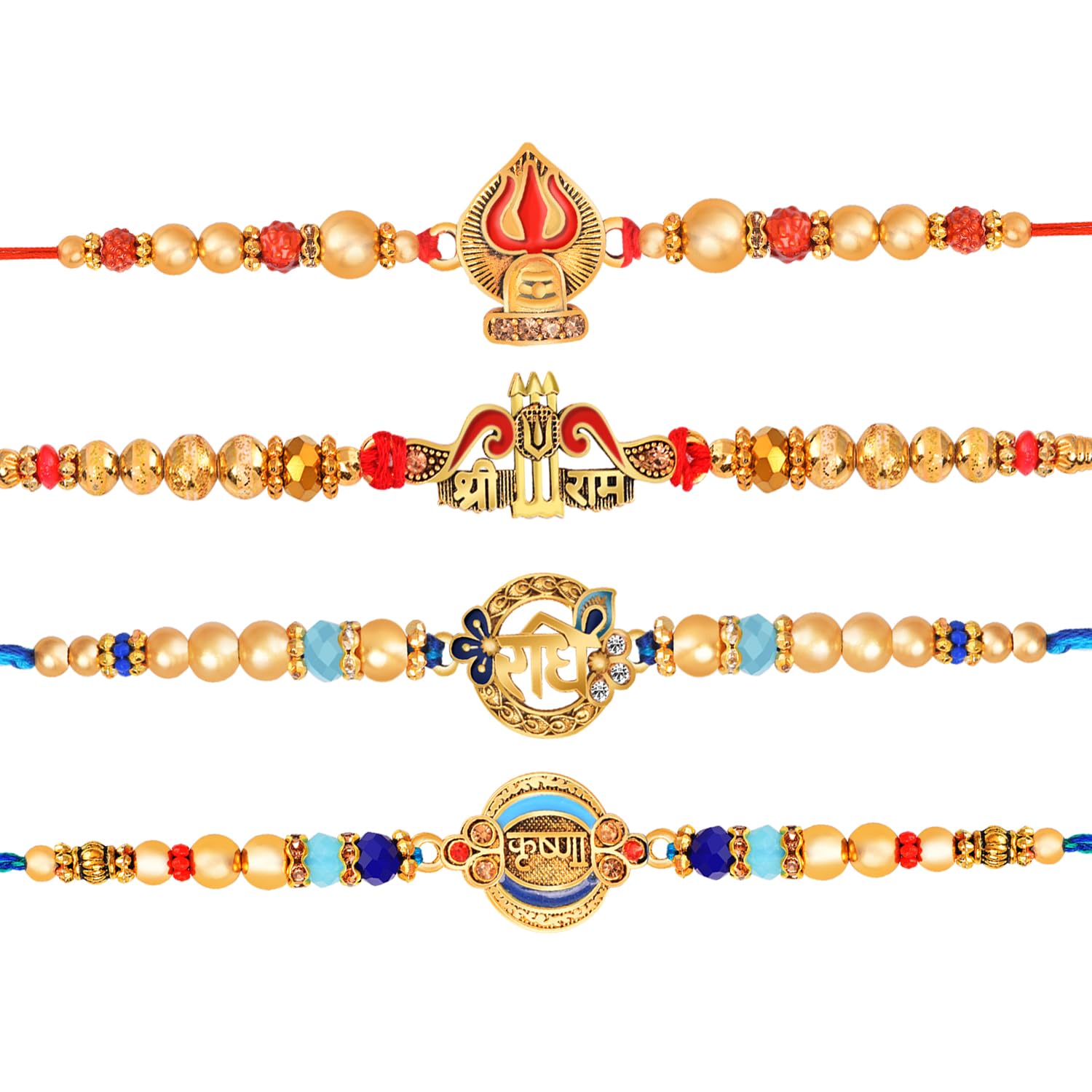 Designer Rakhi Set of 4 With Roli Chawal and Greeting Card For Rakshabandhan | Rakhi For Brother | Rakhi For Kids | Bhaiya Rakhi | Bhabhi Rakhi | Sister Rakhi | Pack of 4 Rakhi Set-image-49
