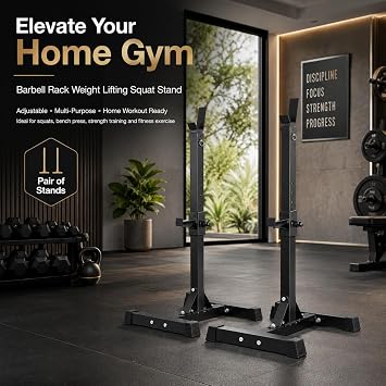 Barbell Rack Weight Lifting Squat Stand for Home Gym – Multi Purpose Adjustable Bench Press Rack for Strength Training, Fitness Exercise & Workout Equipment