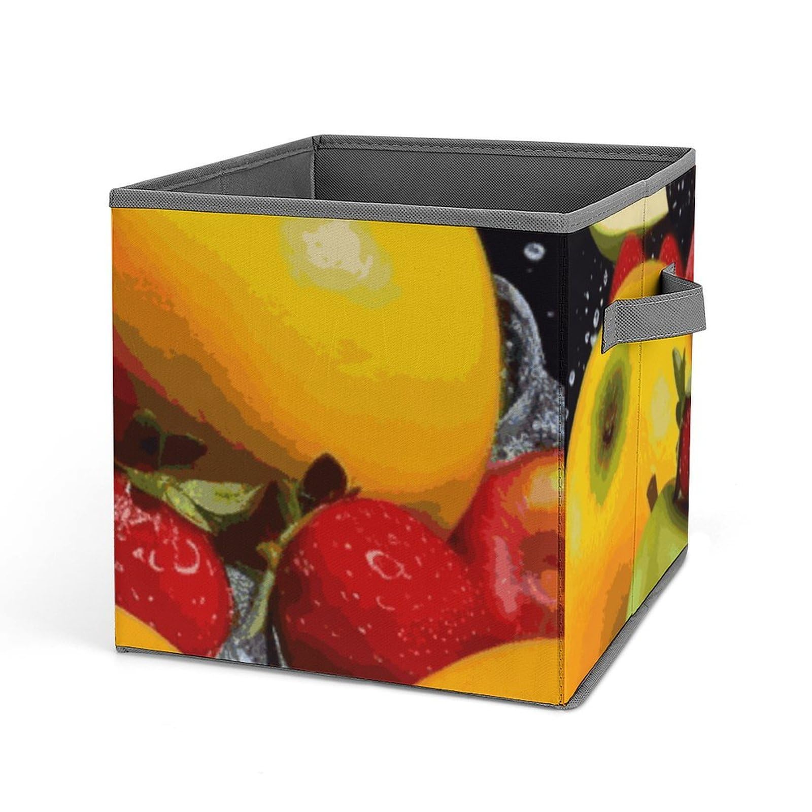 Bacs de rangement colorés de 27,6 cm pliables avec double poignée pour fruits et vêtements