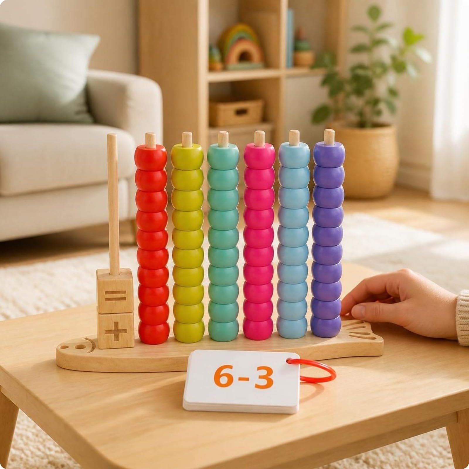 Didattico Aritmetico | Pallottoliere con Perline, Educativo, Verticale, per Scuola Infanzia, Casa, Neonati, Stile B