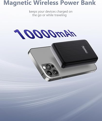 Miniatura 2 de Miady Banco de energía magnético para iPhone 10000mAh, cargador portátil inalámbrico compatible con MagSafe de 15 W, batería de carga USB-C de 22.5