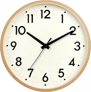 Mosewa Wall Clock 8 Inch, Battery Operated Silent Non-Ticking Modern Analog Clock Decorative for Kitchen, Bedroom, Office(Beige)