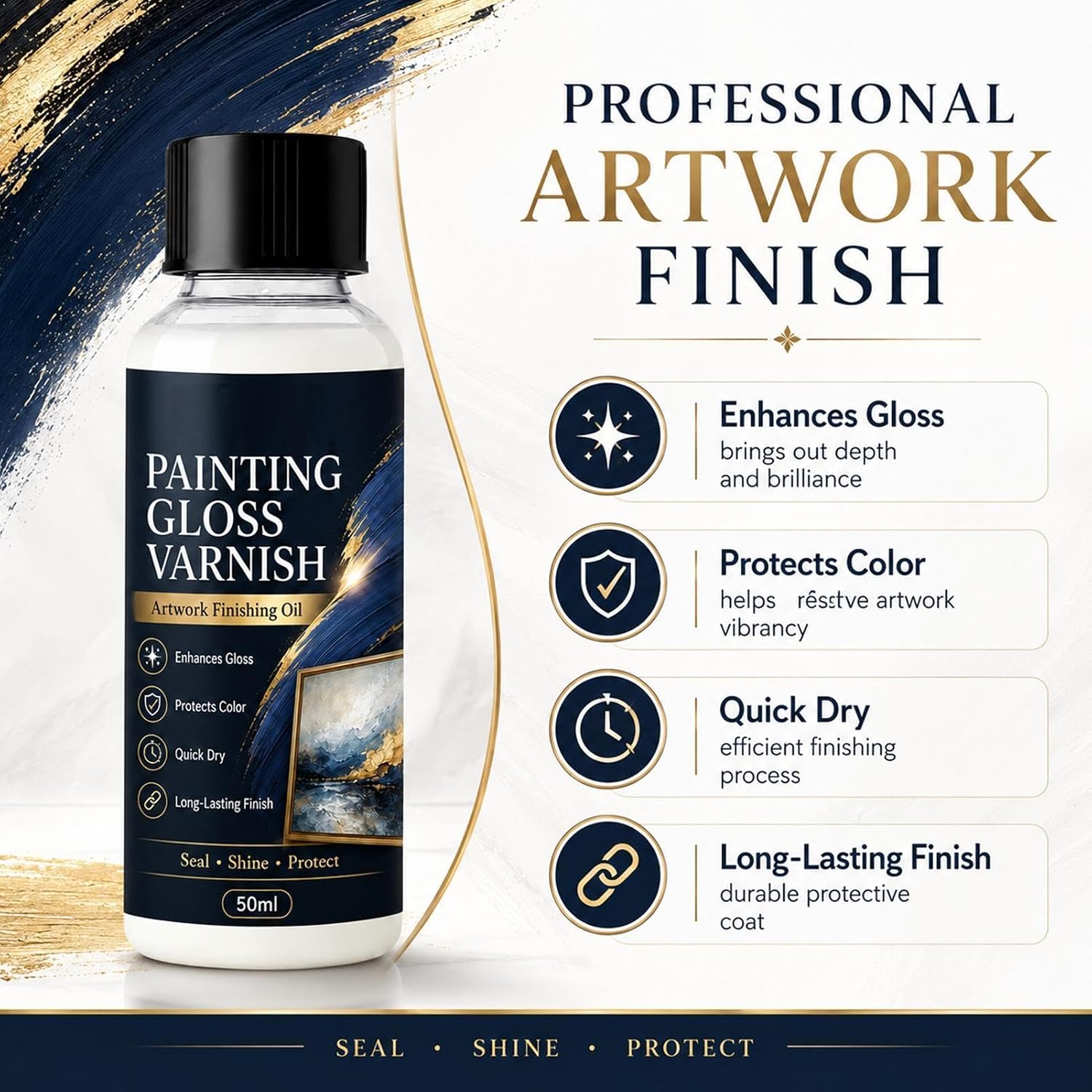 Acrylic Gloss Varnish, with Quick Drying Formula, Acrylic Painting Finish