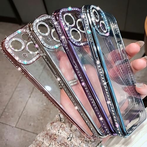 Miniatura 7 de AmazFCCY Funda para iPhone 13 Pro Max de 6.7 pulgadas, bonita funda de lujo con diamantes de imitación de diamantes de imitación suaves y