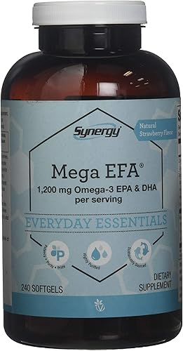Vitacost Synergy Mega EFA® Mini Geles - 1200 mg por porción Omega 3 EPA y DHA Natural Strawberry - 240 cápsulas blandas