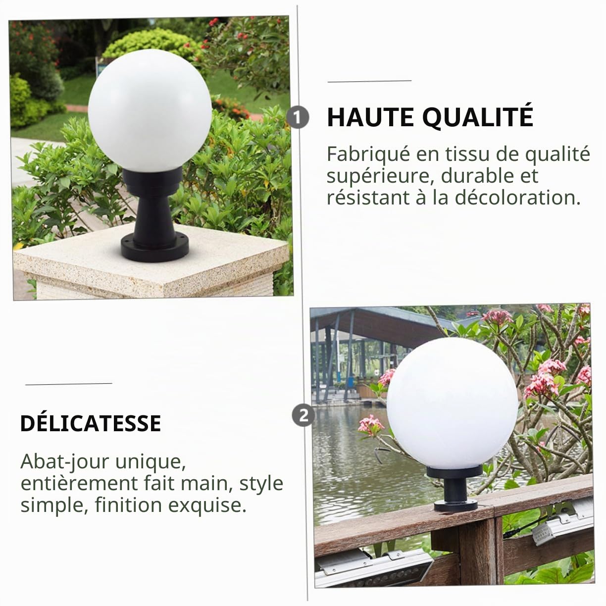 Alipis Abat-jour Sphérique Acrylique 30 Cm Diamètre Lait Opaque Protection Lampe Extérieure Jardin Remplacement Globe Lumineux Solide pour Applique Murale et Éclairage Extérieur