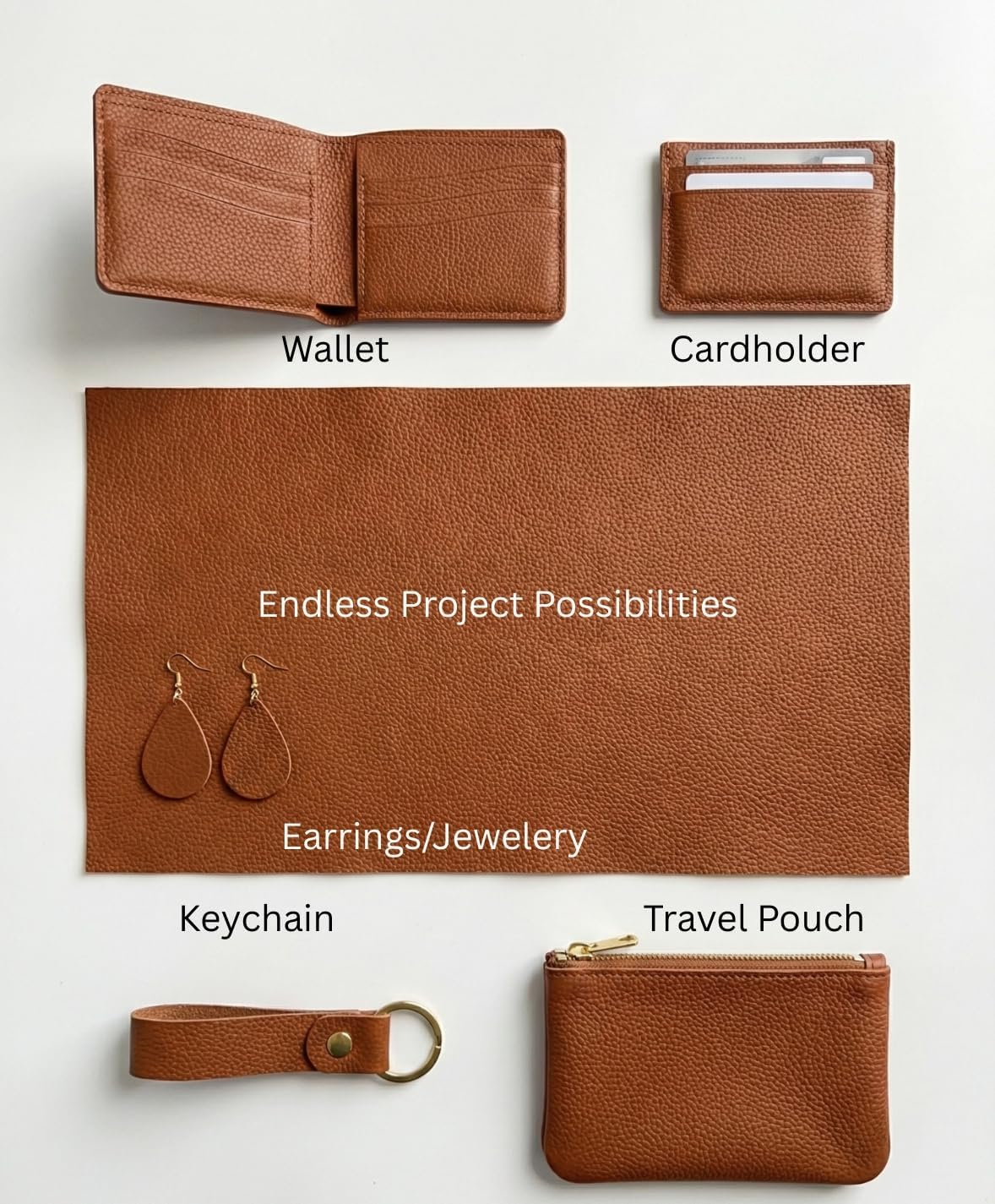 12'' x 24'' Genuine Full Grain Cowhide Leather Sheet — Soft Leather for Upholstery Repair, Handbags, Wallets, Sewing, Crafts, & DIY Projects — 1.1-1.3mm (3oz) Pre-Cut (Cognac Brown, 3 Pieces)