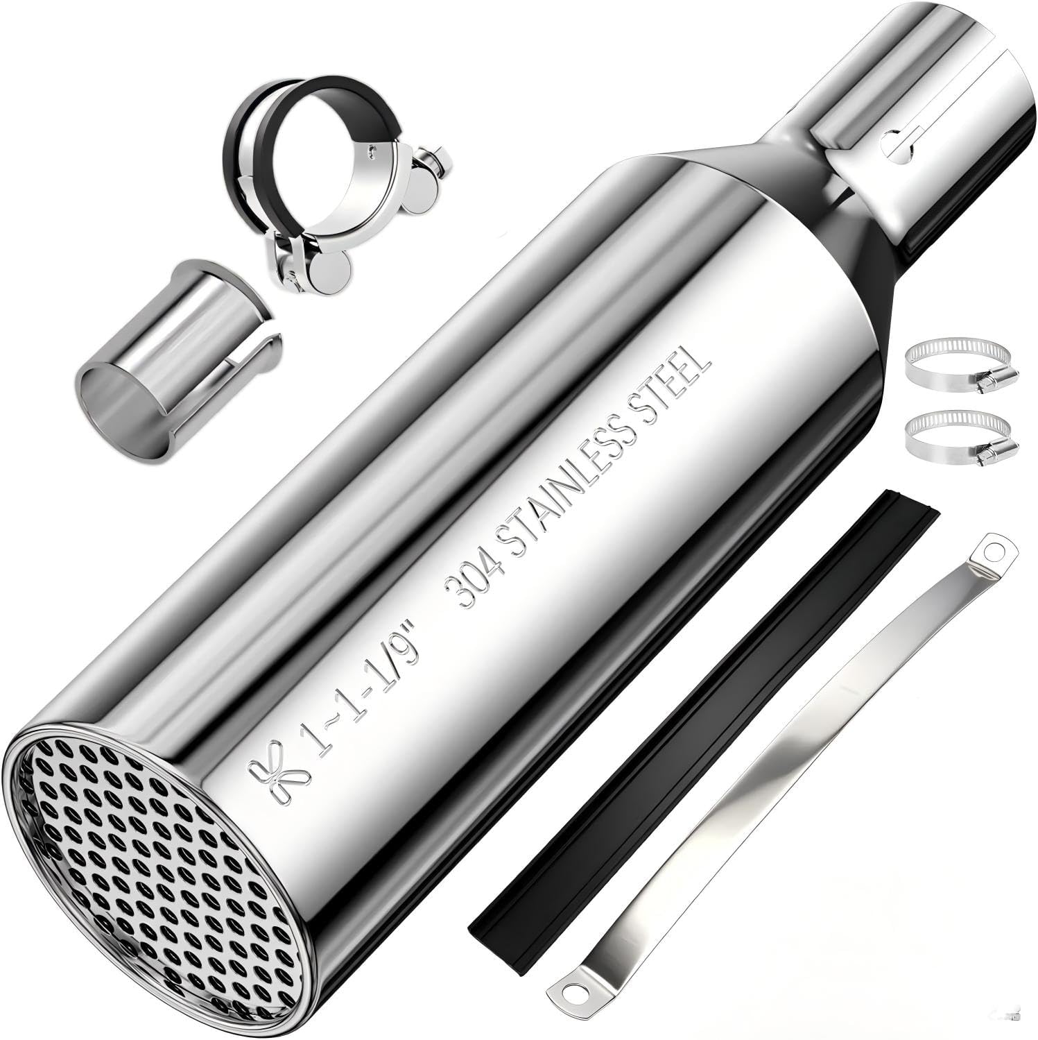Stainless Steel 1-1.1" Slip on Exhaust Muffler Replacement for Predator 212 79cc 420cc GMB100 B200R Coleman CT100U CT200U BT200X KT196 Mini Bike Go Kart Parts 25-28mm Exhaust Silencer