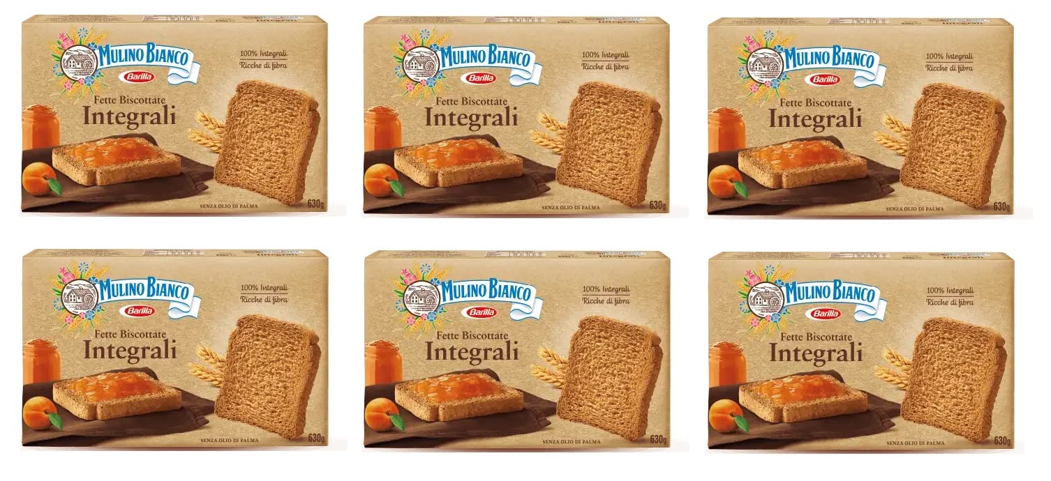 6x Mulino Bianco Fette Biscottate Volkoren 630 g Vollkorn Zwieback aus italien