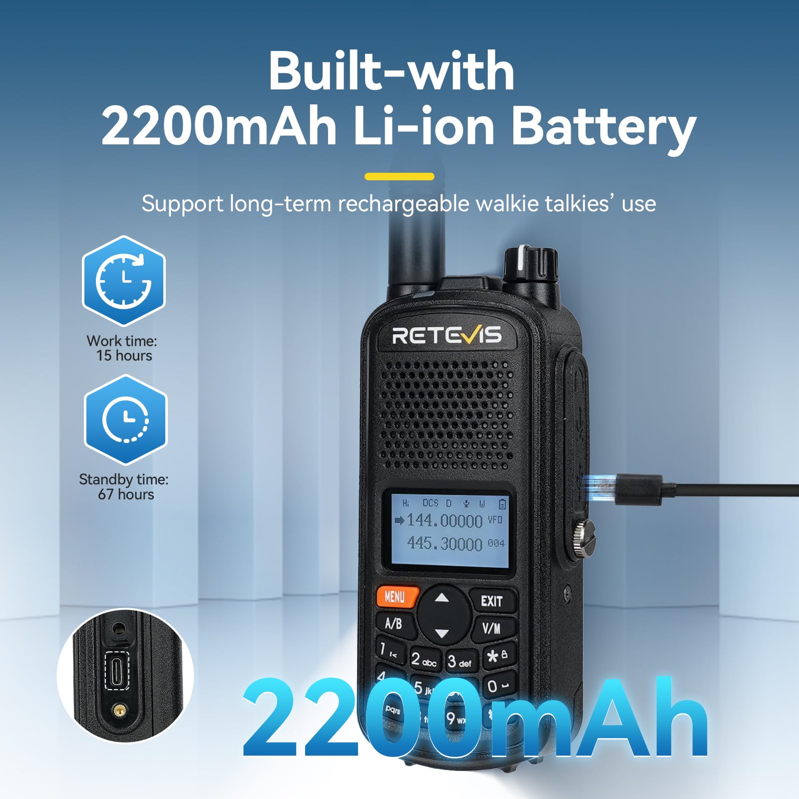 Retevis A61 Ham Radio, GPS, IP67 Waterproof Walkie Talkie, 2m/70cm/FM/AM band, 2200mAh Battery, Radio Alias, Sub PTT, USB-C Charging Amateur Radio for Emergency Assistance, Ham Event in Filed (1 Piece Retevis A61 Ham Radio, GPS, IP67 Waterproof Walkie Talkie, 2m/70cm/FM/AM band, 2200mAh Battery, Radio Alias, Sub PTT, USB-C Charging Amateur Radio for Emergency Assistance, Ham Event in Filed (1 Piece