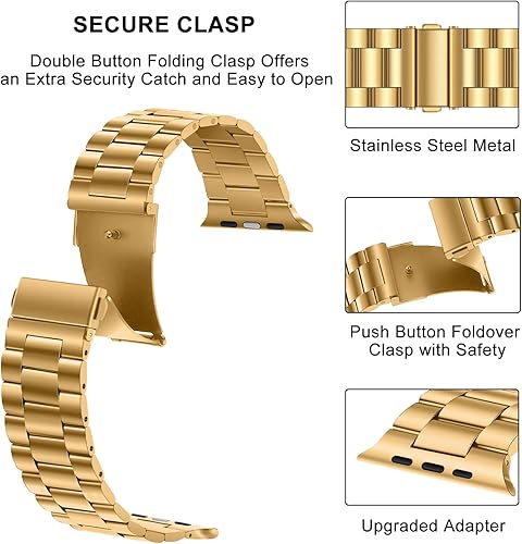 Miniatura 4 de HITZEE Compatible con Apple Watch Band de 1.614 pulgadas, 1.575 pulgadas, 1.496 pulgadas, correa de metal de acero inoxidable para hombres y