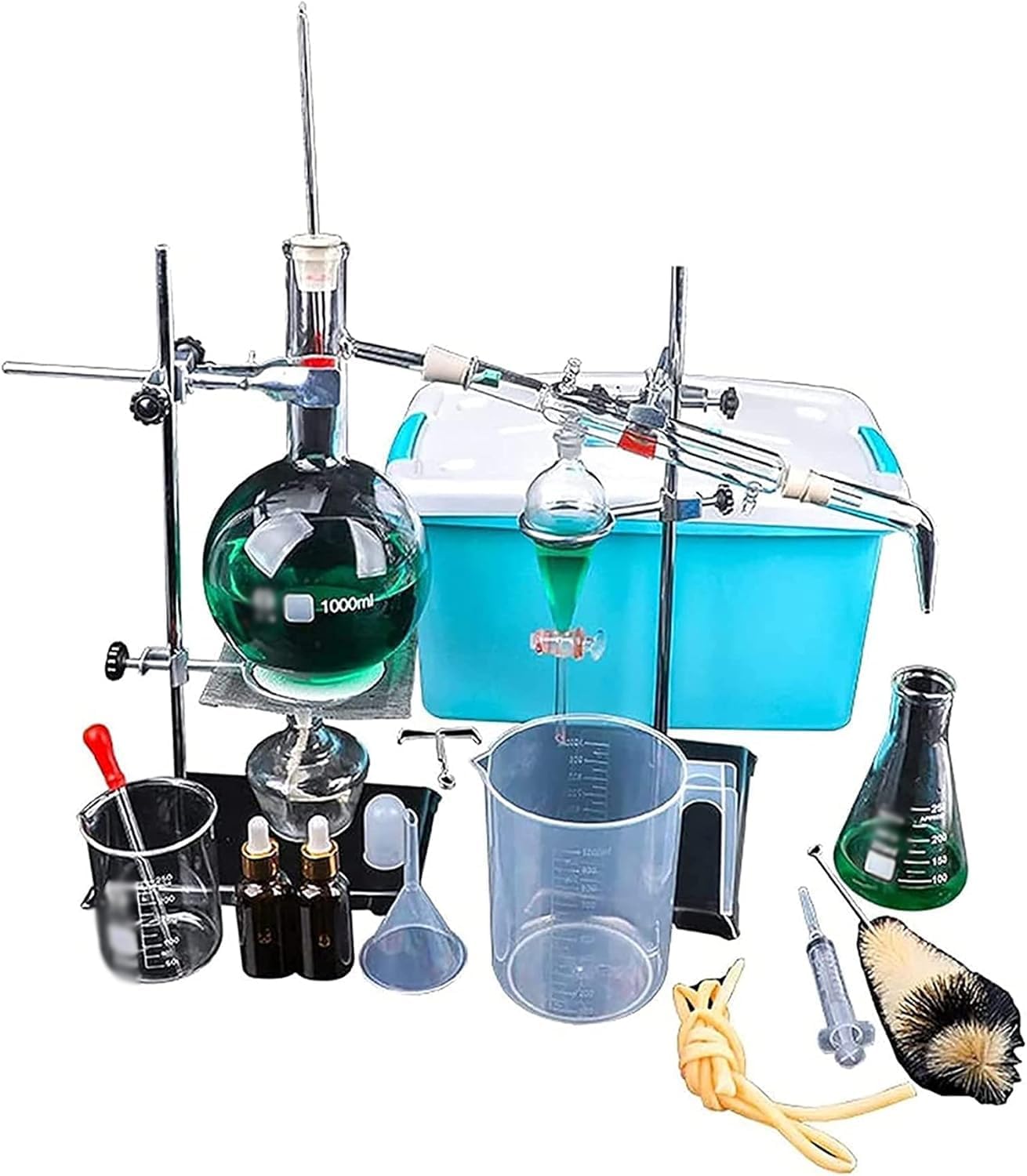 1000ml Glassware Kit Glass Distillation Industrial Science Distiller Pure Dew Purification Making Essential Oils Distilled Water Filter Chemical