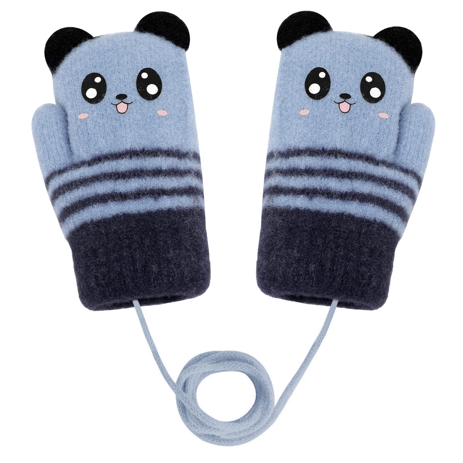 Gants D'hiver Enfants 3 Paires - Taille Unique 3-8 Ans - Polyester Doux, Extensible - Motif Panda Et Colorés - 7