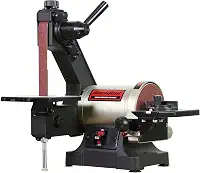 Bucktool 1 lixadeira de cinto de banco de 76 cm com disco de 12,7 cm com armazenamento de chave e capa de cinto fácil de tirar, lixadeira de disco de bancada de acionamento direto de 1/3 HP para marcenaria