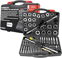 TOMMARS 51-Piece Metric Tap & Die Set M6-M24 Jumbo Round Threading Kit with Wrenches, Extractors & Tools