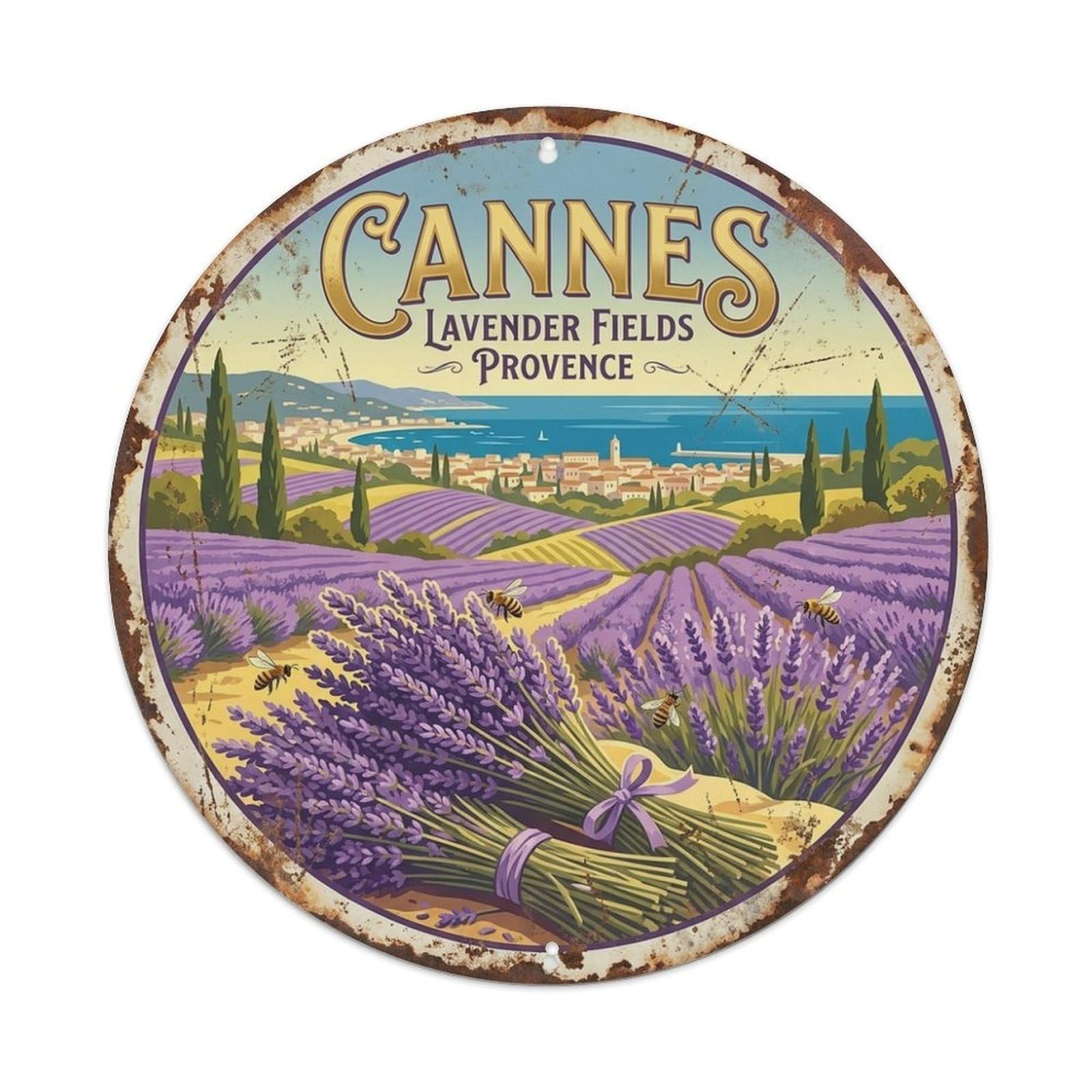 Cannes Lavender Mediterranean Travel Vintage Metal Tin Sign