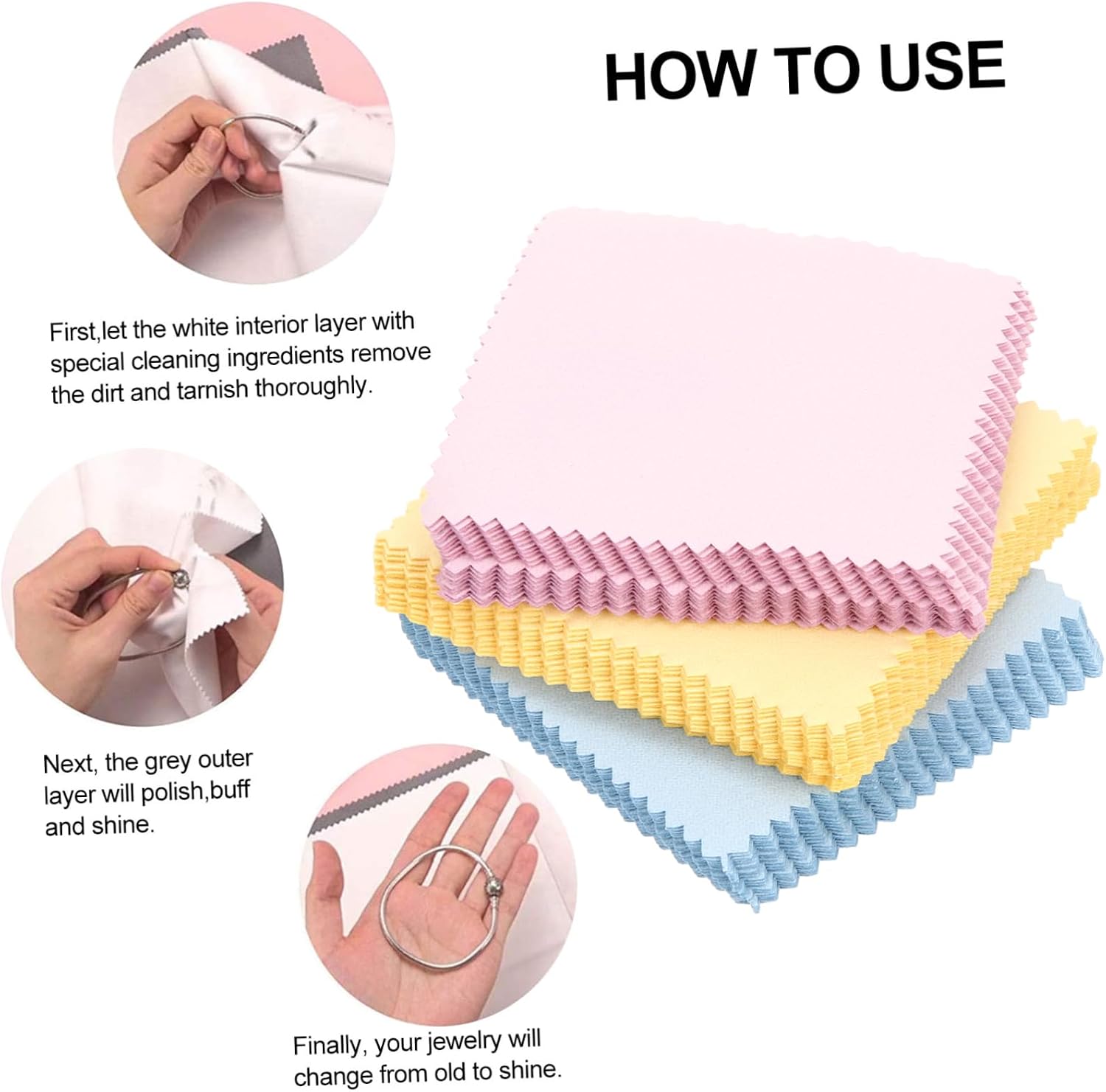 Lurrose Jewelry Kit 60pcs Soft Double-Sided Cleaning Cloths for Glasses Lenses Eyewear Sunglasses and Electronics Random Color