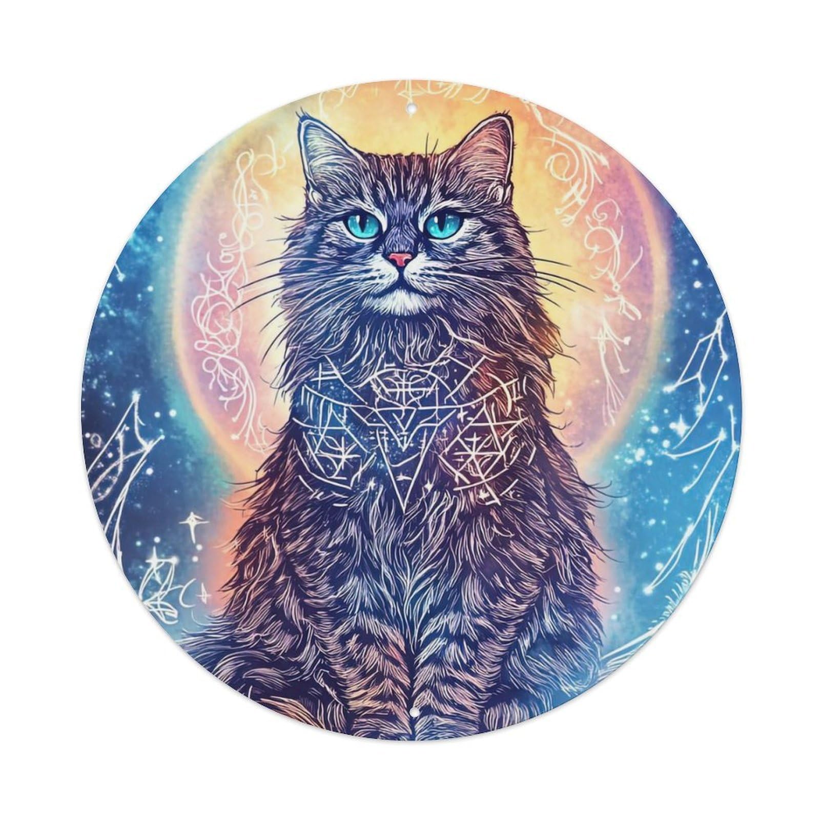 Animal Artwork Cat in The Sky Metal Tin Sign