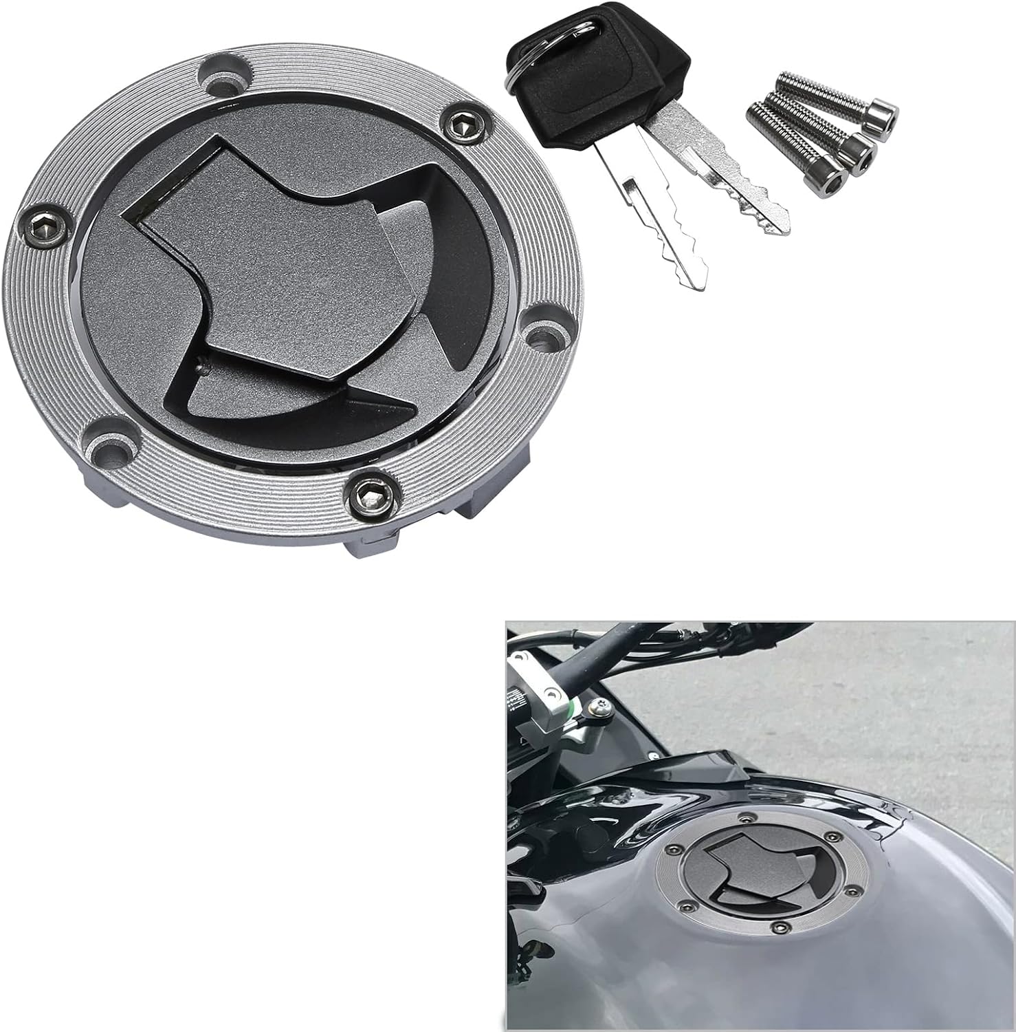 TCMT Fuel Gas Tank Cap Cover Lock Key Fit For Kawasaki EX250 Ninja 250R 2008-2014 EX300 Ninja 300 2013-2017 ER250 ER300 Z250 Z300 2013-2016