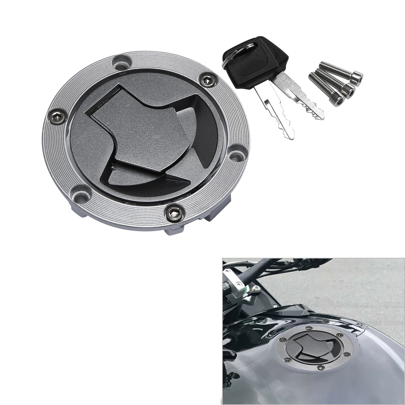 Amazon.com: TCMT Fuel Gas Tank Cap Cover Lock Key Fit For Kawasaki