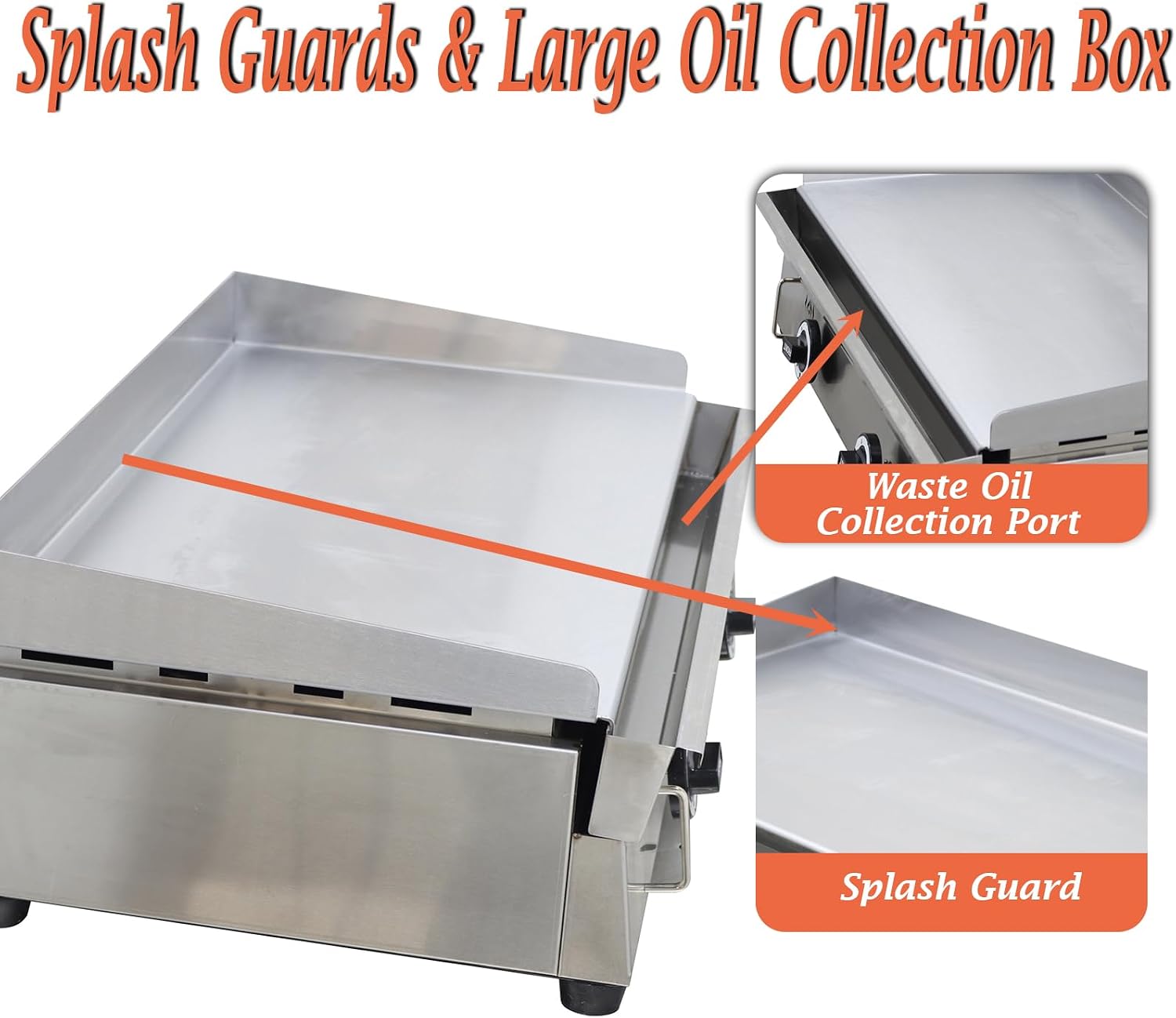 Natural Gas Grill Griddle 28.94"x16.14", Stainless Steel Countertop Flat Top with 2000Pa Low-Pressure Valve, 2-Zone Temperature Control 122-572°F for Home Camping Restaurant BBQ Teppanyaki