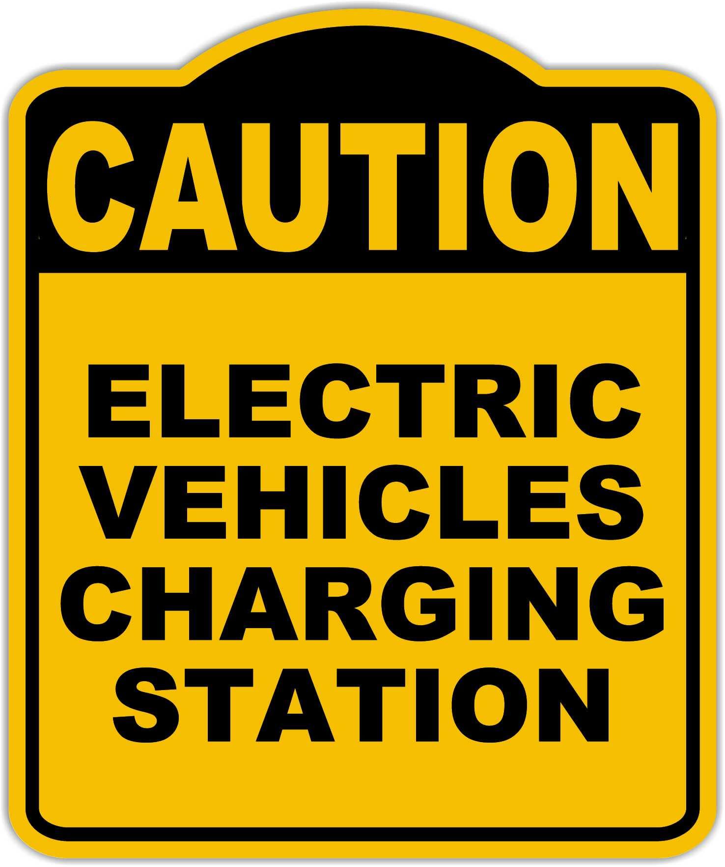 ELECTRIC VEHICLES CHARGING STATION Caution Yellow Black Aluminum Composite Sign 20 x 24 inches