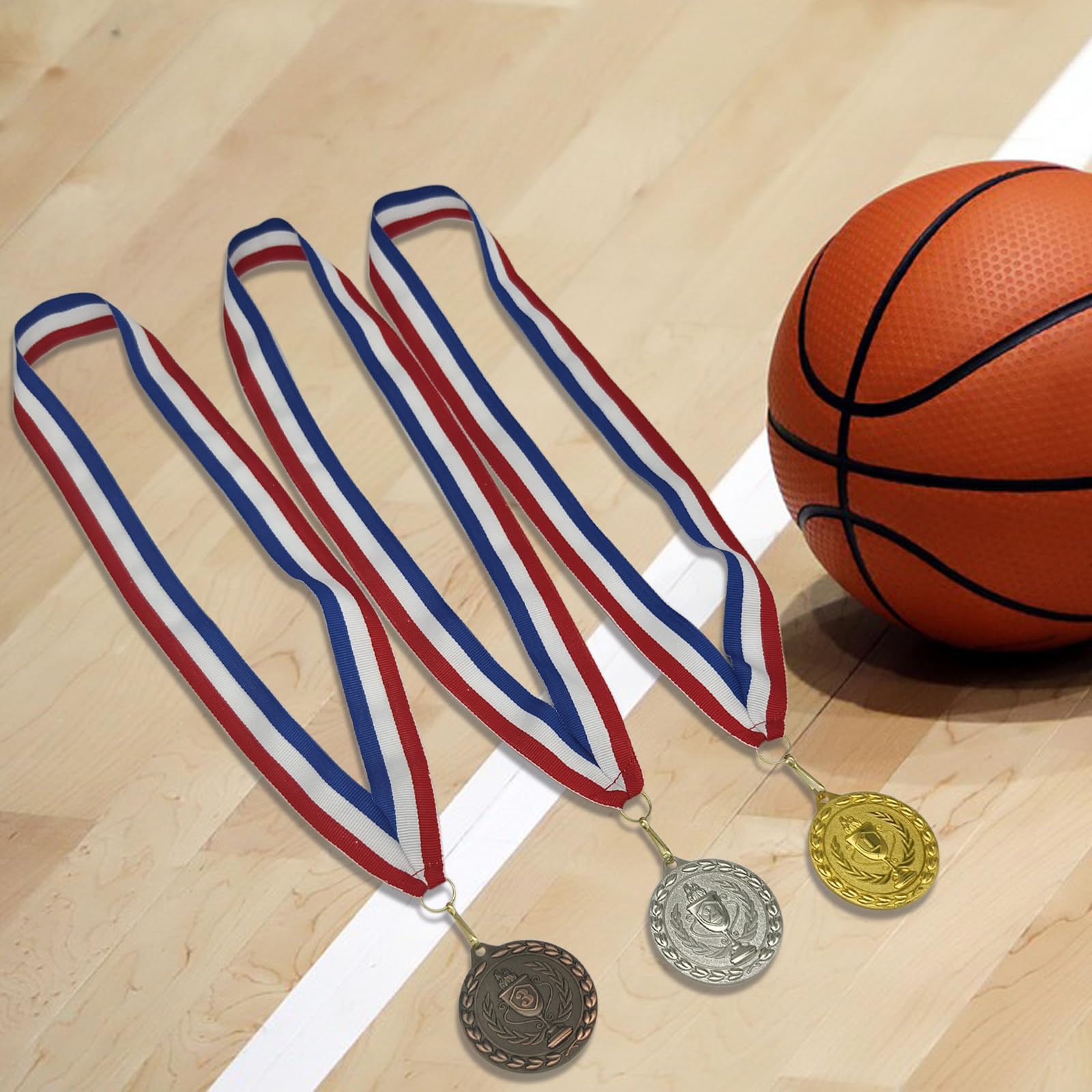 Medallas para niños, juego de 12 medallas del día deportivo de metal bronce plateado dorado con collar de cinta para los premios del día deportivo regalos de fiesta, niños adultos - 5