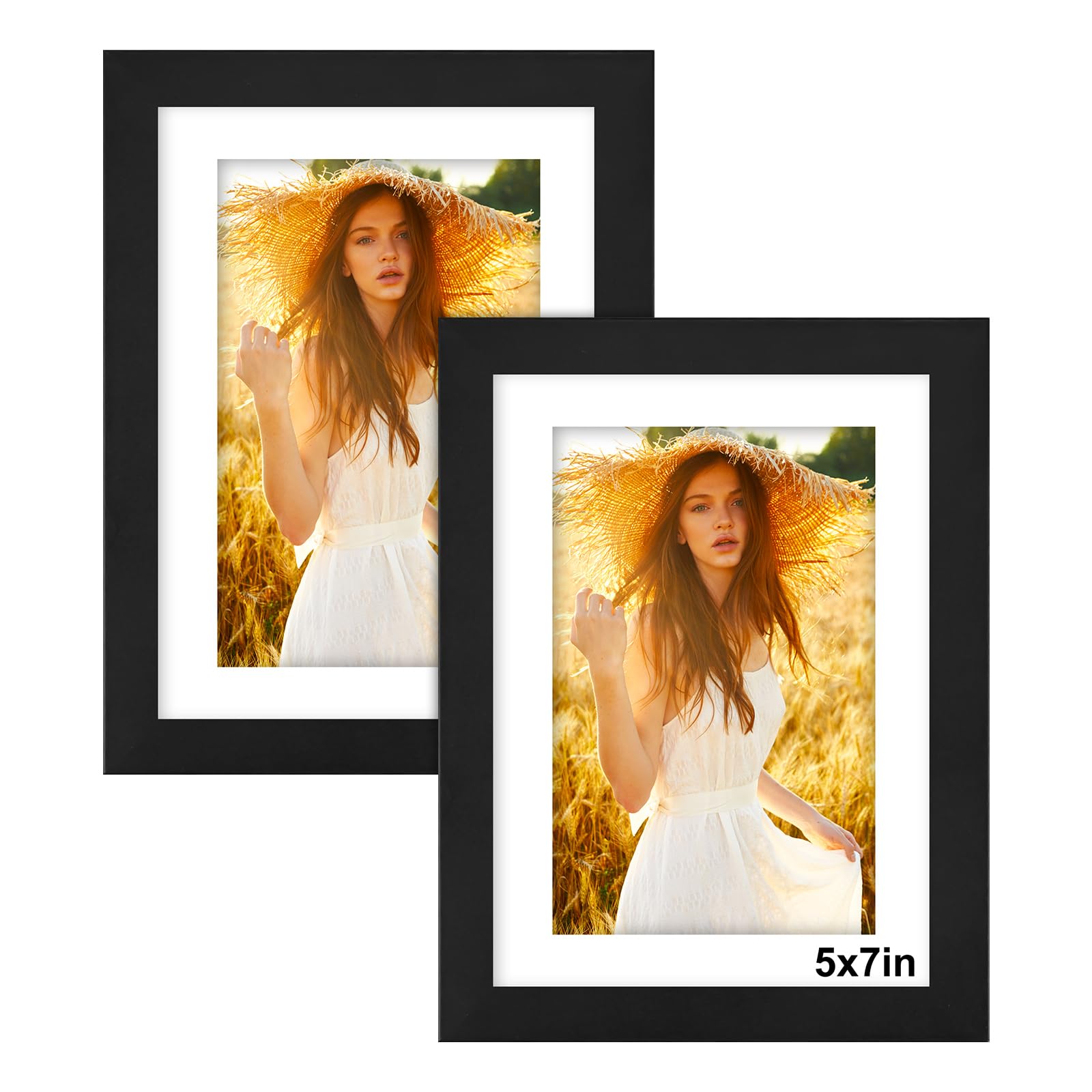 7x5 Photo Frame Black - 2 Pack 5x7 Picture Frames with Mount, Photo Frames 7x5 Picture Frame for Wall Mount & Desktop