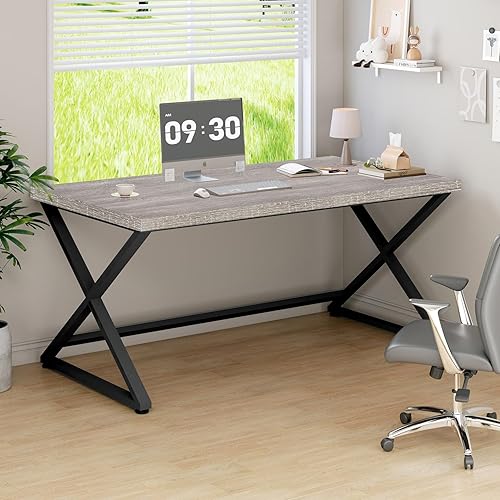 Miniatura 14 de IBF Escritorio blanco para computadora, moderno escritorio de oficina en casa para escribir, trabajo, estudio, escritorio de madera simple para