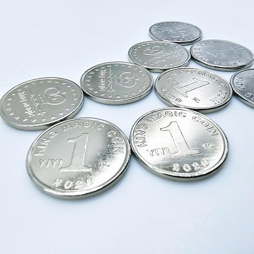 Miniatura 4 de sumrica Magia 20 piezas de monedas de metal de acero trucos de magia se pueden aspirar, accesorios usados para monedas de aparicióndesaparición