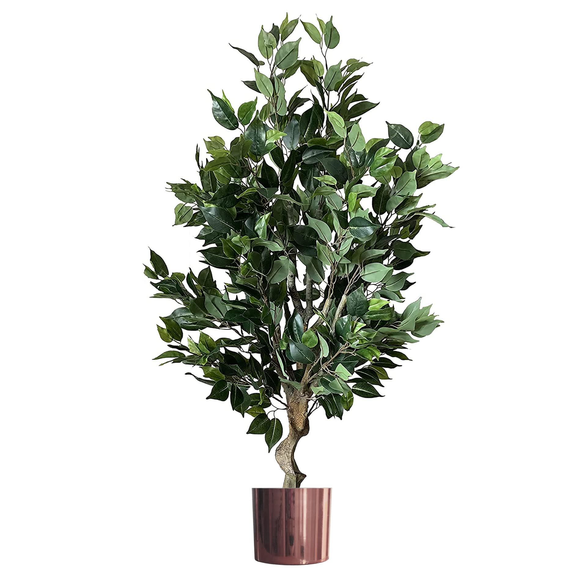 Leaf Ficus Twist Artificial Plant - 100cm - Copper Planter