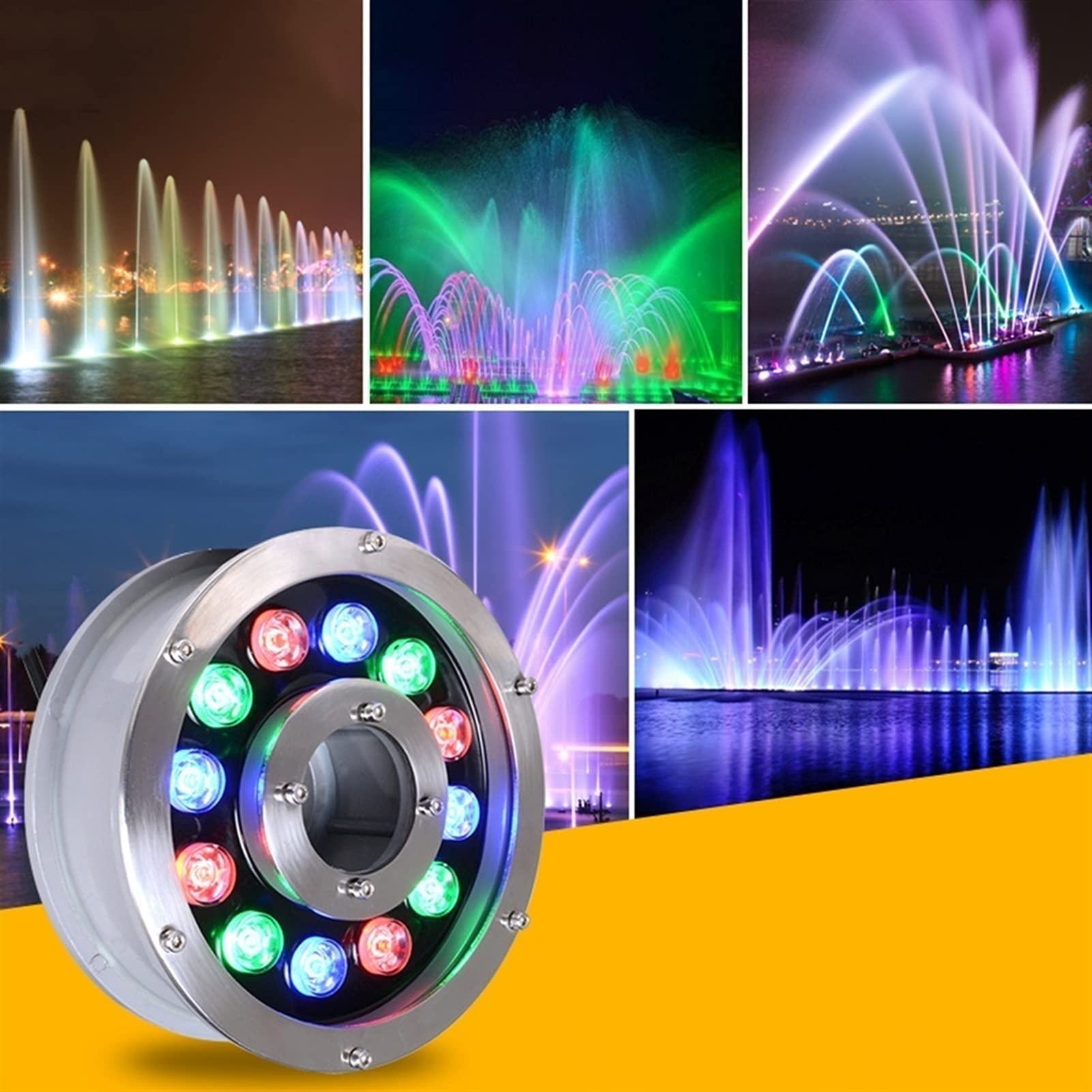 Wodoszczelna lampa fontanna IP68 – zanurzalne światła LED 9 W, RGB z pilotem zdalnego sterowania, podwodne oświetlenie LED ze stali nierdzewnej, do ogrodu, na patio, podjazd domu (kolor: pilot RGB+,