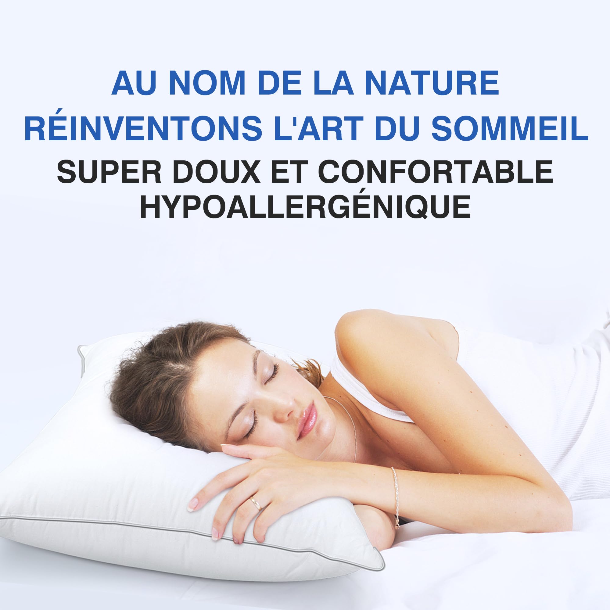 TESQ Oreiller en Plumes de Luxe 60x60 cm avec Triple Couche de Confort, Premium d'oreiller Confort Coussin en Duvet Hygiénique, Remplissage Doux 100% Moelleux Oreiller, Lavable et Respectueux