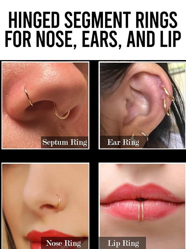 PIERCINGBOY 20g 7mm Gold Nose Rings Titanium Hoop - Septum, Cartilage, Helix, Tragus, Daith, Rook Earrings - Nose Piercing Jewelry Septum Clicker by PIERCINGBOY - Used condition - Image 5