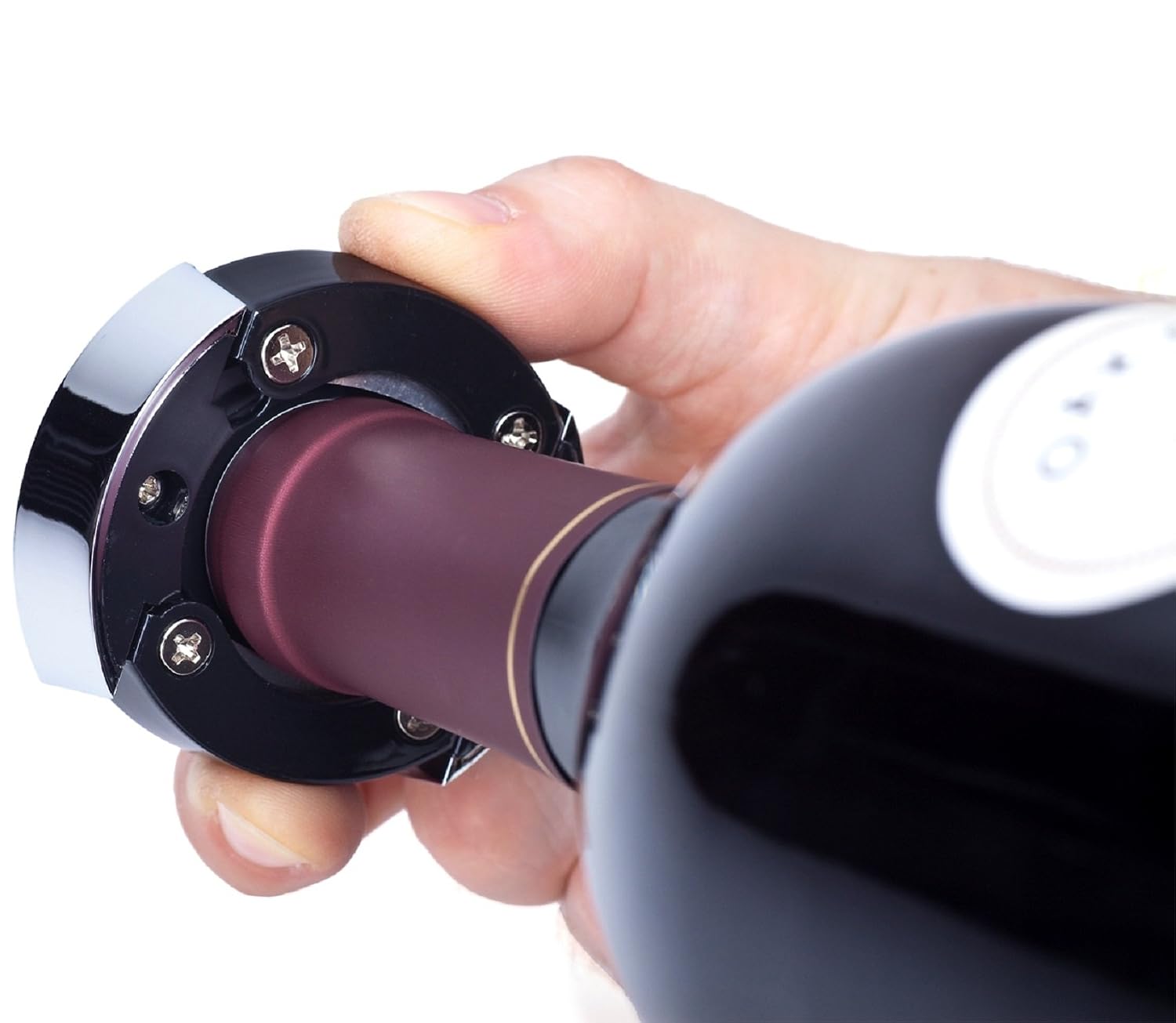 Ozeri Nouveaux II Electric Wine Opener in Black, with Foil Cutter, Wine Pourer and Stopper, view 5